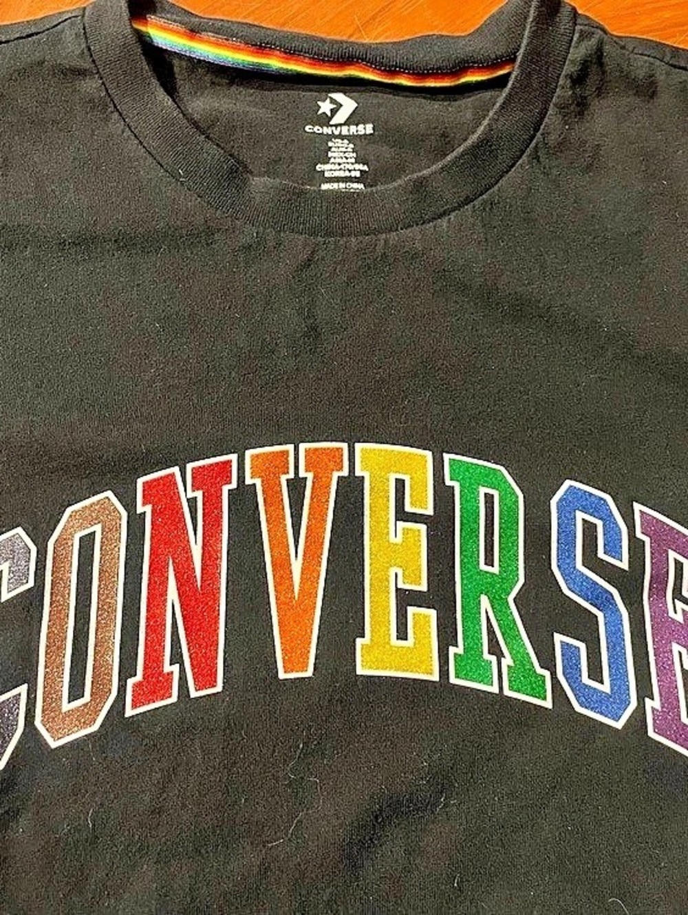 Converse Rainbow Logo Graphic Tee Black & Multicolor Small